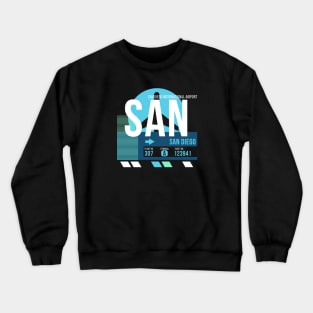 San Diego (SAN) Airport Code Baggage Tag Crewneck Sweatshirt